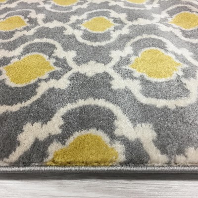 Gray and Yellow Moroccan Trellis Runner Rug