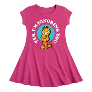 Girls' - Garfield - Ignoring You Fit & Flair Cap Sleeve Dress - 1 of 2