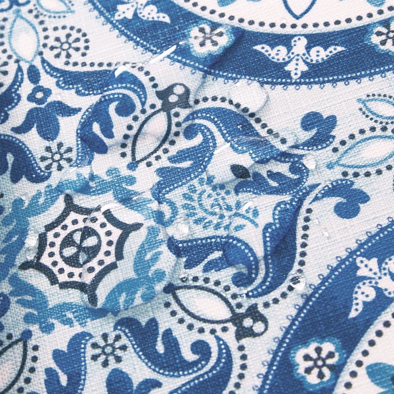 Vietri Medallion Blue Block Print Stain & Water Resistant Indoor/Outdoor Tablecloth - Elrene Home Fashions, 4 of 6