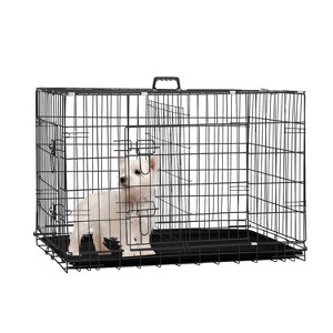 FDW 18-48in Dog Crates for Dogs Folding Mental Wire Crates Dog Kennels Pet Crate with Removable Tray and Handle - 1 of 4