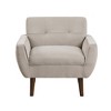 Velvet Upholstery Solid Wood Tufted Contemporary Accent Chair with Foam Cushions, Attached Cushions and Dark Brown Legs - 2 of 4