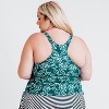 Calypsa Women's Plus Size Maya Tankini Swim Top WIth Removable Cups - 2 of 4