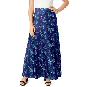 Roaman's Women's Plus Size Ultrasmooth Fabric Maxi Skirt - 1 of 4