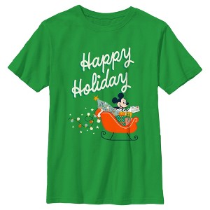 Boy's Mickey & Friends Happy Holiday Sled T-Shirt - 1 of 4