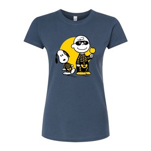 Women's - Peanuts - Charlie And Snoopy Skeleton Fitted Graphic T-Shirt - 1 of 4