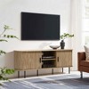 LuxenHome 55.1" Mid-Century Modern TV Stand for TVs up to 60", Entertainment Center with Storage, Fluted Console with Slatted Sliding Door Brown - 2 of 4