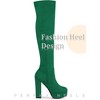Perphy Women's Platform Chunky Heel Round Toe Over the Knee Thigh High Boots - 4 of 4