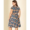 Agnes Orinda Women's Plus Size Deep V Neck Cap Sleeve Floral Dresses - 4 of 4