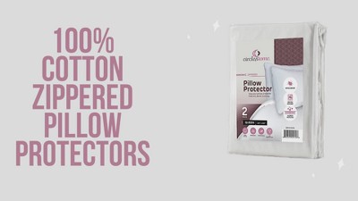 Queen White Cotton Hypoallergenic Pillow Protectors with Zipper, 4 Pack