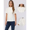 INSPIRE CHIC Women's Crochet Eyelet Mock Neck Puff Sleeve Ruffle Embroidery Blouse - 2 of 4