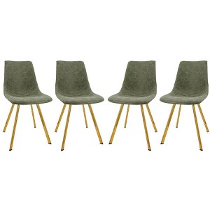 LeisureMod Markley Dining Chair Modern Upholstered Leather with Gold Legs Set of 4 - 1 of 4