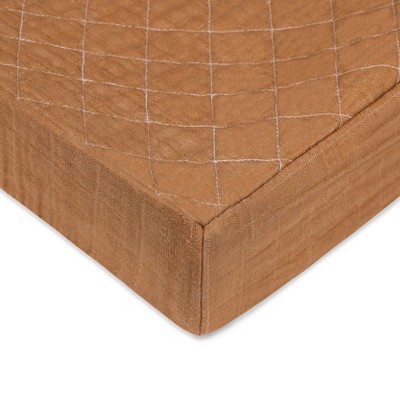 Babyletto Burnt Sienna Quilted Muslin Changing Pad Cover, GOTS Certified Organic Cotton