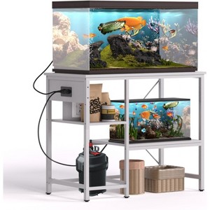ELJGET 20/40/55 Gallon Fish Tank Stand with Power Outlet & LED Light, Metal Aquarium Stand with 3 Tier Adjustable Storage Shelves, 30.7"*13.8" - 1 of 4