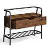 VASAGLE Shoe Storage Bench with Seating, Shoe Rack with Organizer Drawer, Industrial Style, Steel Frame,Rustic Brown and Ink Black - 2 of 4