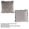 18-in. Plush Pillow Luxury Square Accent Pillow Insert and Shag Glam Cover Set for Bedroom or Living Room by Lavish Home (Gray) - 3 of 4