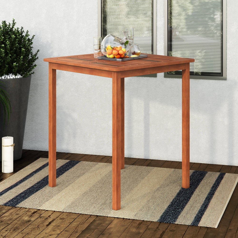 Miramar Square Hardwood Outdoor Bar Height Table Cinnamon Brown CorLiving
