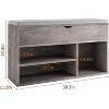 2-Tier Wooden Shoe Storage Bench with Flip Top Storage Space and Padded Cushion - 3 of 4
