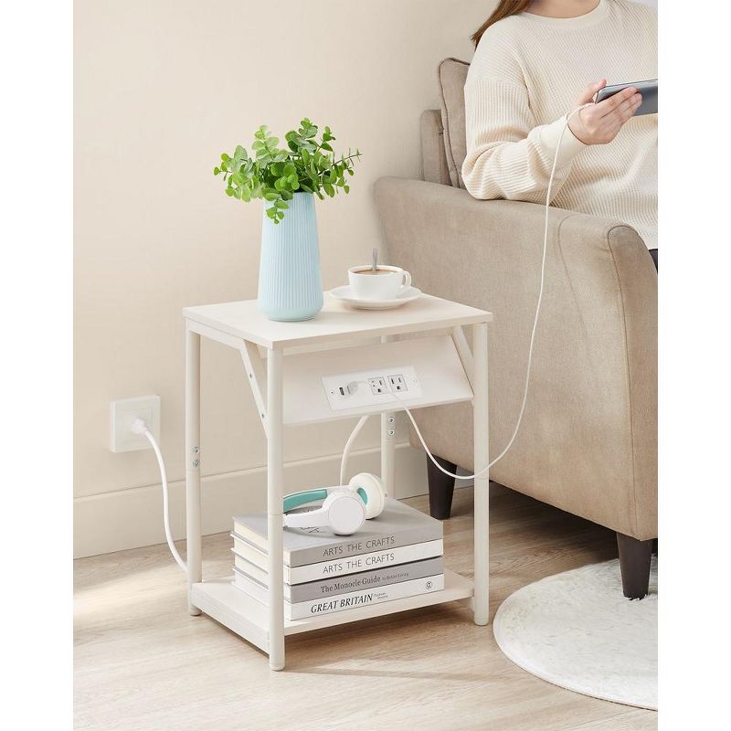 VASAGLE End Table ,  Small Side Tables, Nightstand with Outlets and USB Ports, Bedside Table with Storage Shelf, 2 of 7