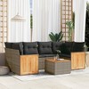 vidaXL 7 Piece Patio Sofa Set with Cushions - Gray Poly Rattan - 2 of 4