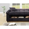 VYNXARIA Contemporary Living Room Adjustable Sofa Ebony Microfiber Couch Plush Storage Couch 1pc Futon Sofa w Pillows,Black - 4 of 4