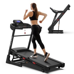 PAGED Treadmill with Incline, Portable Walking Pad Treadmill with LED Display and 12 Preset Programs, Exercise Equipment for Home, Max 330 LBS - 1 of 4