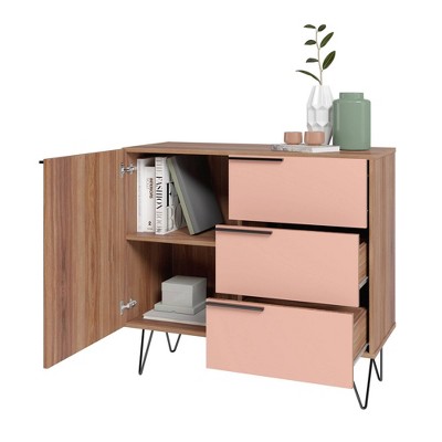Mid-Century Mirrored Black Horizontal Combo Dresser
