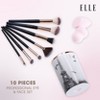 ELLE 10-Piece Professional Eye & Face Makeup Brush Set - 4 of 4