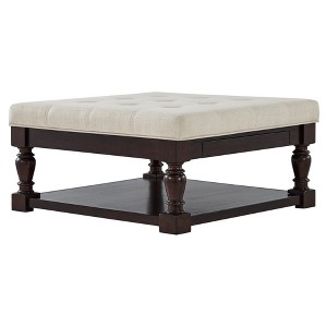 Southgate Espresso Dimple Tufted Baluster Cocktail Ottoman Oatmeal - Inspire Q