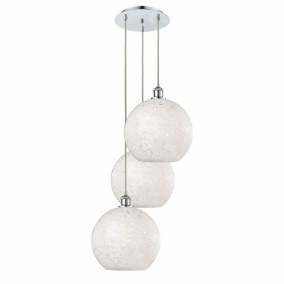 White Mouchette - 3 Light Cord Hung Multi Pendant In Modern Style-13.5 Inches Tall and 18.5 Inches Wide