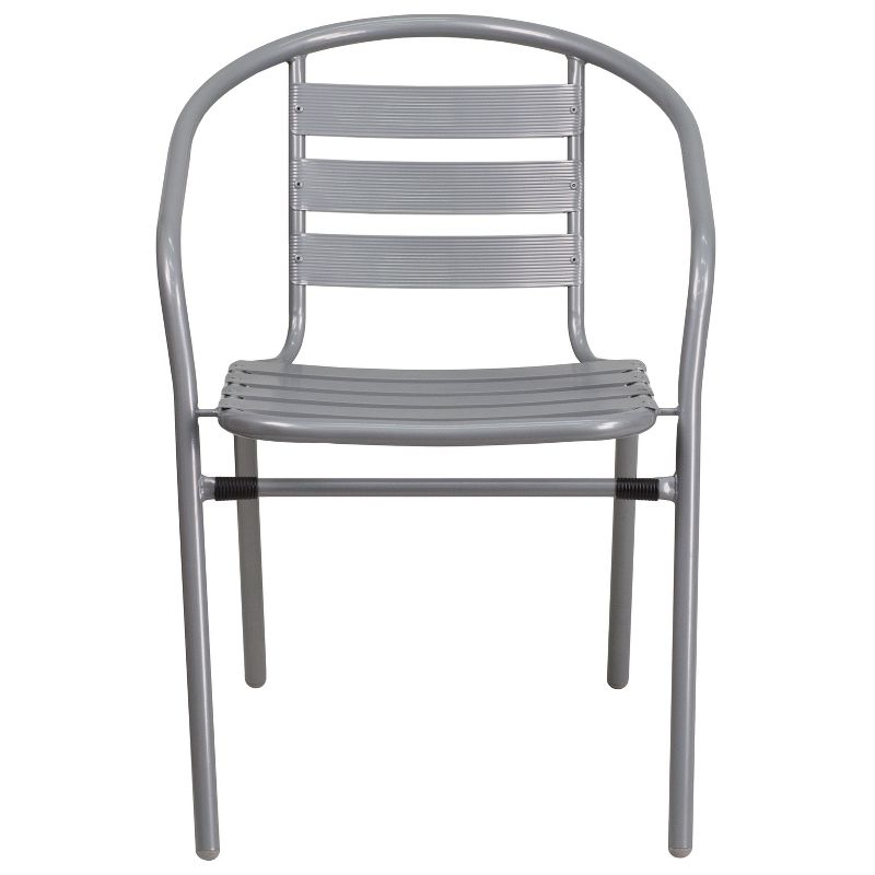 Emma and Oliver 4 Pack Metal Restaurant Stack Chair with Aluminum Slats, 4 of 12