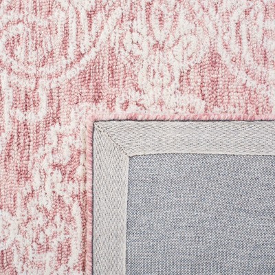 Ivory and Pink Hand-Tufted Wool 8' x 10' Area Rug