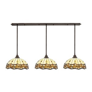 Toltec Lighting Any 3 - Light Chandelier in  Bronze with 16" Roman Jewel Art Glass Shade - 1 of 1