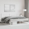 vidaXL King-Sized Metal Bed Frame with Headboard - White Steel Bedroom Furniture, 81.5"x78" Frame - image 3 of 4