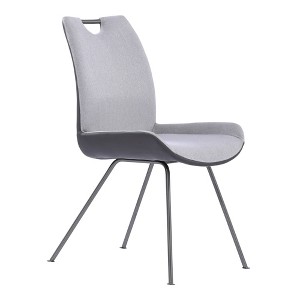 Set of 2 Delvar Contemporary Dining Chair Pewter Fabric - Armen Living: Upholstered, Wood Frame, Spot Clean - 1 of 4