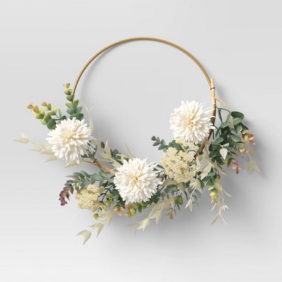 Fake Dried Greenery Wreath Green - Threshold&#8482;