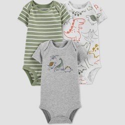 New Carter's Just One You 3 Pack Bodysuits Henley Style Top Dinosaur NB 3m 6m 18 