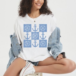 Simply Sage Market Anchor Wheel Grid Garment Dyed Tee - 1 of 4