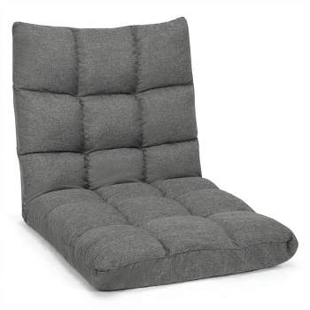 Tangkula Adjustable Folding Gaming Chair Cushioned Floor Chair Adjustable Folding Lazy Sofa Gray