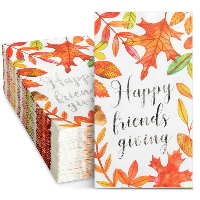 Sparkle and Bash 50-Pack White Thanksgiving Paper Napkins for Friendsgiving Party, 7.9x4.4 in, 1 of 8