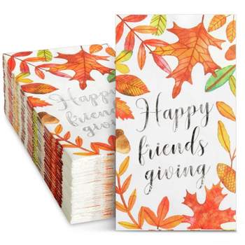 Sparkle and Bash 50-Pack White Thanksgiving Paper Napkins for Friendsgiving Party, 7.9x4.4 in