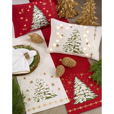 White Polyester Christmas Tree Table Runner with LED Lights