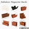 Fabulaxe Gold-Tone Metal Magazine Rack with Brown Faux Leather Sling Freestanding Organizer for Magazines Newspapers & Files - 4 of 4