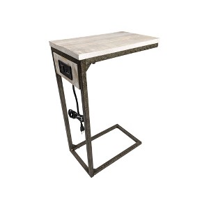 Carolina Living Chloe Laptop Table with USB Ports Natural Driftwood and Aged Iron: Mango Wood, Iron Frame, Accent Stool Storage - 1 of 4