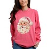 Santa Face Textured Paint - Women's Garment Dyed Long Sleeve Graphic T-Shirt - 3 of 4