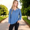 Anna-Kaci Women's Striped Long Sleeve Pullover Hoodie with Button-Down Collar and Cuffed Sleeves - 2 of 4