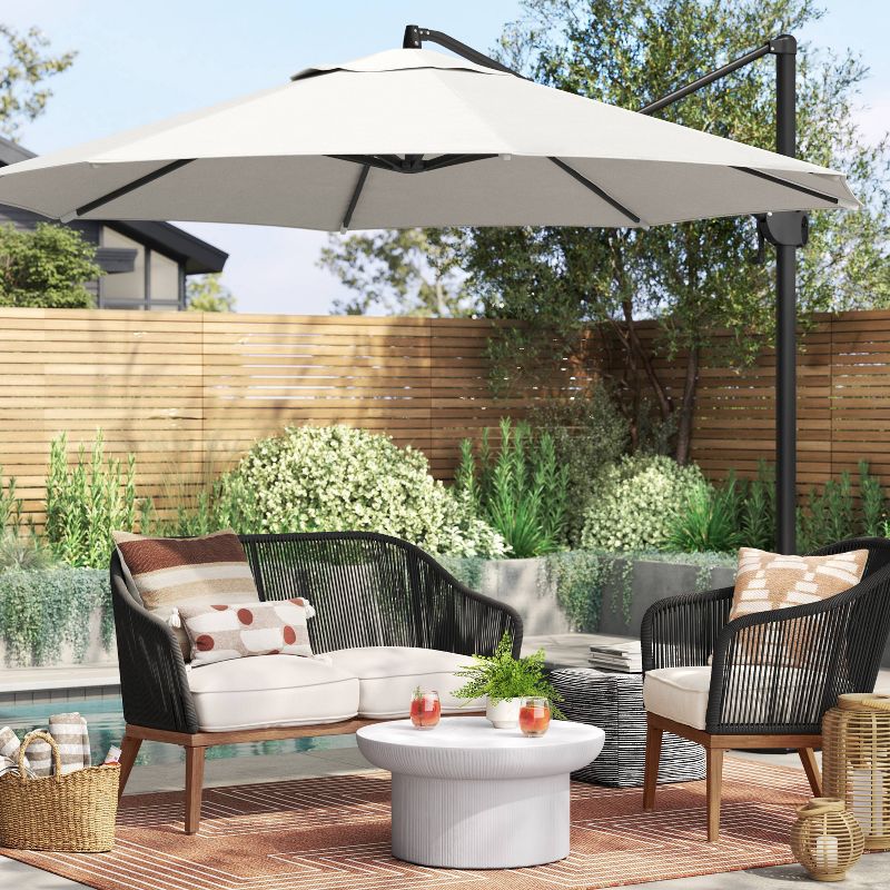 11' Round Offset Outdoor Patio Cantilever Umbrella with Black Pole - Threshold™, 3 of 7