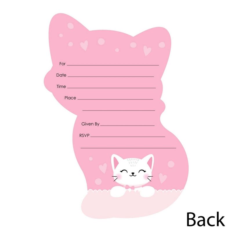 Big Dot of Happiness Purr-fect Kitty Cat - Shaped Fill-in Invitations - Meow Baby Shower or Birthday Party Invitation Cards with Envelopes - Set of 12, 3 of 7