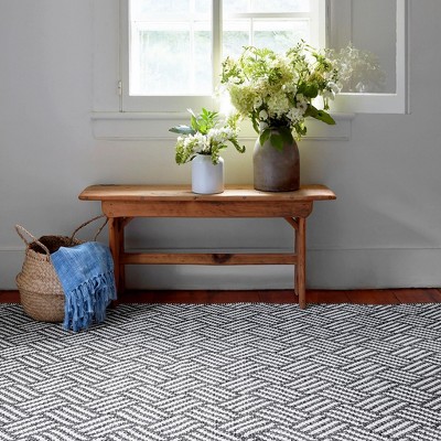 Handwoven Black Stripe Synthetic Runner Rug 2'6" x 8'