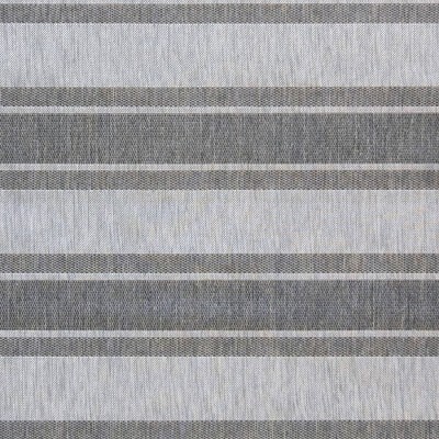 Gray and White Striped Synthetic Indoor/Outdoor Rug 5' x 7'