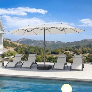 PURPLE LEAF 14ft Patio Market Umbrella and Base Double-Sided Rectangle Outdoor Table Sun Umbrellas with Crank - 1 of 4